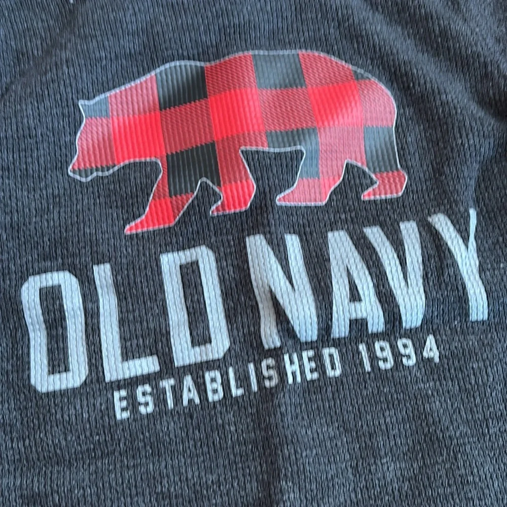 4T Old Navy Plaid Bear Waffle Knit Long Sleeve Top